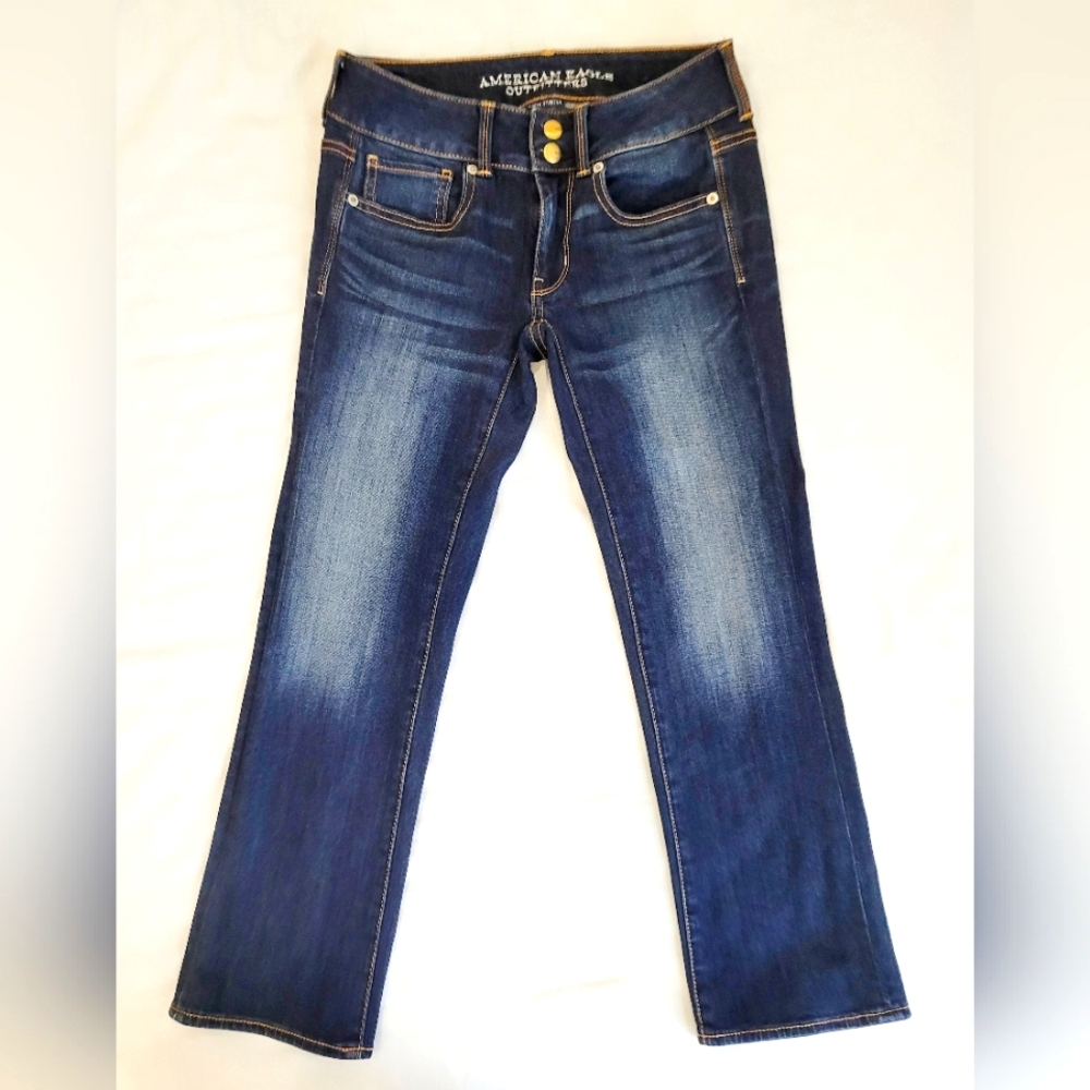 American Eagle Outfitters Womens Blue SuperStretch Artist Cropped Capri Denim